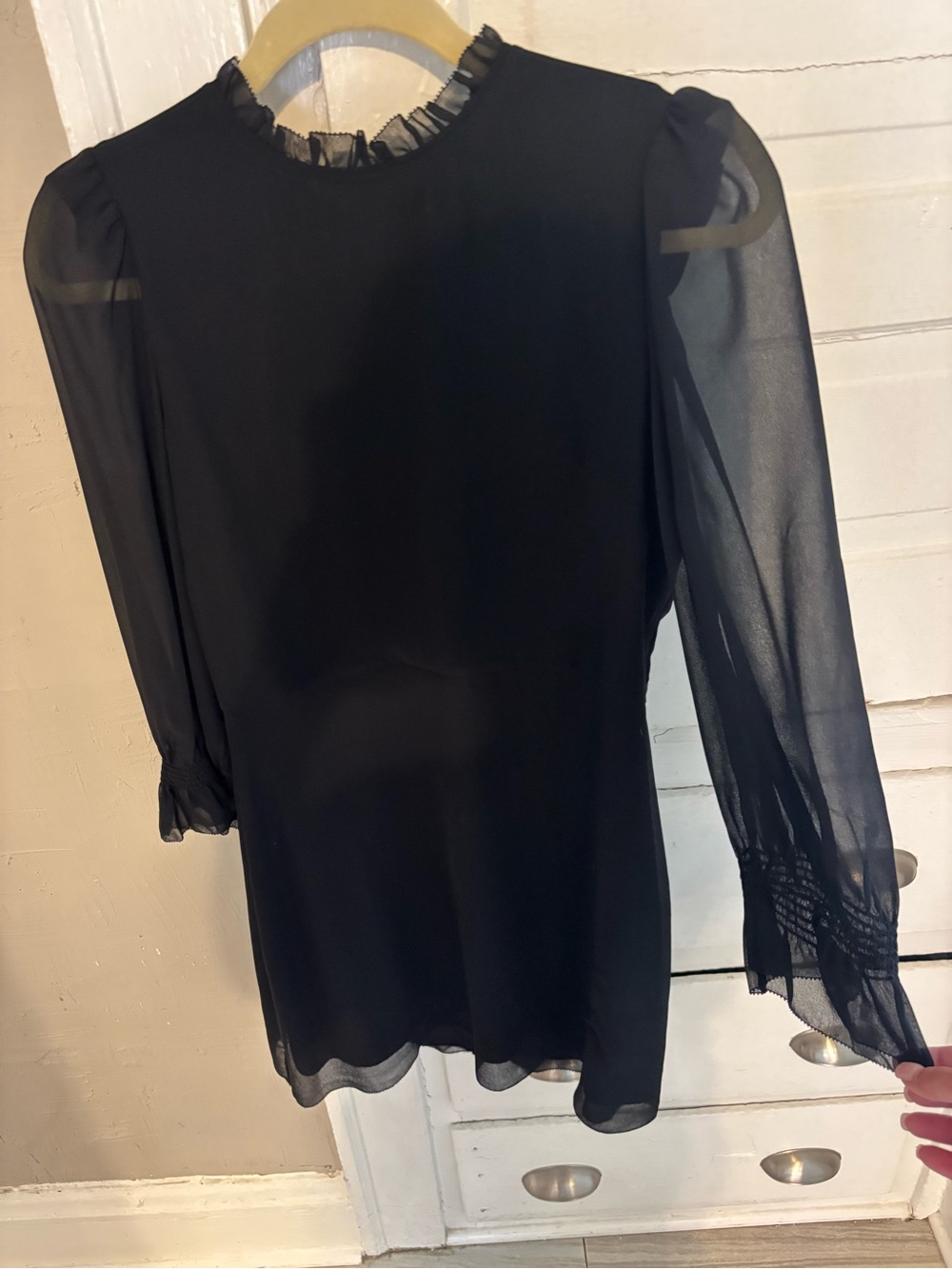 Aritzia Wilfred Black Ruffle Neck Dress